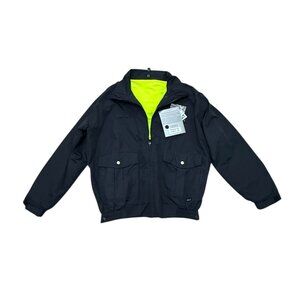 Men’s Gerber jacket zip up black reversible visibility l/s y2k